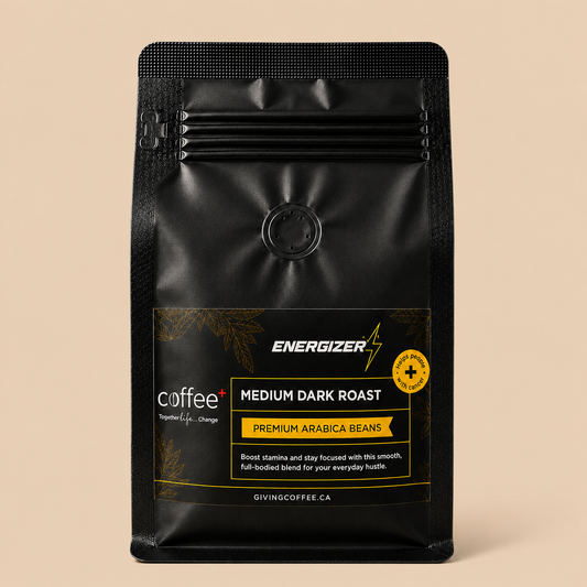 Energizer medium-dark roast Ethiopian coffee bag by COFFEE+